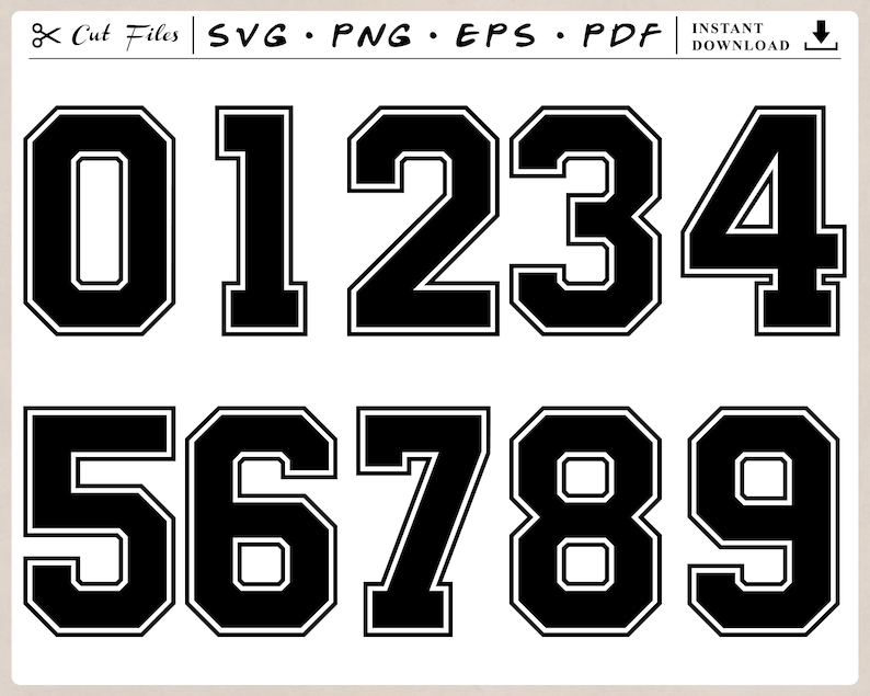 Sports Numbers Svg Jersey Numbers Svg Varsity Fonts Svg Etsy Israel ...