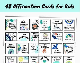 Affirmation Printable Cards for Kids Daily Affirmations Children Gifts Affirmation Cards Self Love Gift Self Esteem Builder for Kids