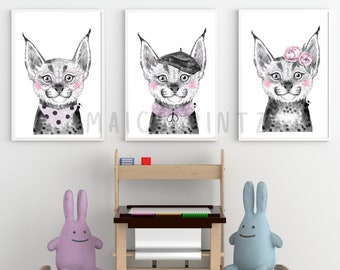 Cat Lovers Kids Room Decor Nursery Decor Nursery Art Nursery Animal Prints Kids Wall Art Baby Shower Gift Kid Decor Cat Lover Gift