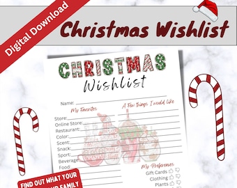 Christmas Wishlist, Holiday Gift Exchange List, Holiday Gifts List, Secret Santa, Family and Friends Holiday Activity, Gift Questionnaire