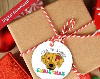 Christmas Dog Gift Tags, Holiday Dog, Dog Lovers, Present Labels, Gift Tags Printable, Digital Download, Christmas dog labels, DIY Gift Tag