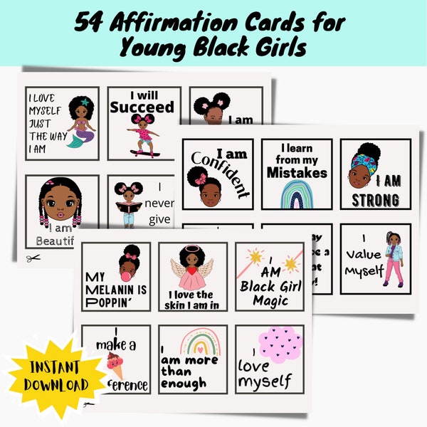 Affirmations for Black Girls Affirmation for Girls Self Love Black Girl Magic Affirmations Cards Kid Affirmations Kids Gift for Girls