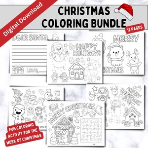 Christmas Coloring Pages, Christmas Coloring Sheets, Christmas Activity Bundle, Christmas Activity for Kids, Digital Download Kids