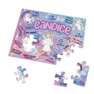 Custom Puzzle Name Puzzle Unicorn Gift for Girls Affirmations for Girls Puzzles for Kids Unicorn Birthday Gift Unicorn Puzzle for Girls
