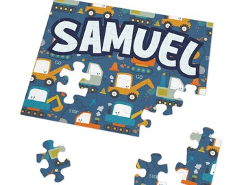 Camión de construcción personalizado Niño Rompecabezas Regalo Niño Rompecabezas personalizado Nombre Rompecabezas Regalo Camión de construcción Cumpleaños Rompecabezas Rompecabezas personalizado Niño