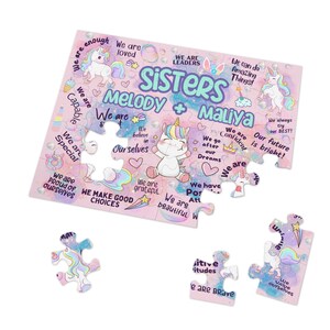 Sister Gift Unicorn Puzzle Sister Birthday Girl Gift Affirmation for Girl Puzzle for Kid Unicorn Birthday Gift Puzzle for Girl Custom Puzzle