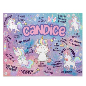 Custom Puzzle Name Puzzle Unicorn Gift for Girls Affirmations for Girls Puzzles for Kids Unicorn Birthday Gift Unicorn Puzzle for Girls