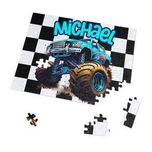 Monster Truck Boy Puzzle Gift Boy Custom Puzzle Nombre Puzzle Regalo Monster Truck Birthday Puzzle Puzzle personalizado Monster Truck Puzzle Boy