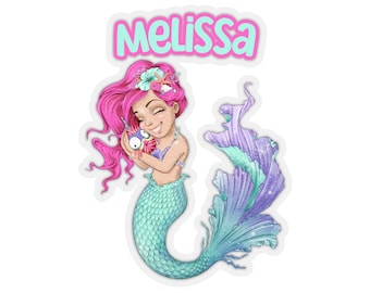 Regalo de sirena Pegatinas de sirena Pegatina de sirena personalizada Pegatina de nombre Pegatina de regreso a la escuela Regalo de amante de sirena Regalos de niña Pegatinas de niña