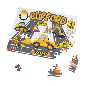 Junge Puzzle Geschenk Junge Kundenspezifisches Puzzle Namenspuzzle Geschenk Baulastwagen Puzzles für Kinder LKW Geburtstagspuzzle Personalisiertes Puzzle Geschenk Jungen