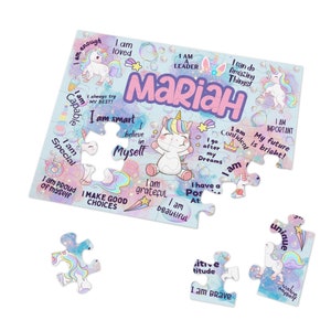 Custom Puzzle Name Puzzle Unicorn Gift for Girls Affirmations for Girls Puzzles for Kids Unicorn Birthday Gift Unicorn Puzzle for Girls