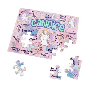 Custom Puzzle Name Puzzle Unicorn Gift for Girls Affirmations for Girls Puzzles for Kids Unicorn Birthday Gift Unicorn Puzzle for Girls