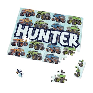Monster Truck Boy Puzzle Gift Boy Custom Puzzle Nombre Puzzle Regalo Monster Truck Birthday Puzzle Puzzle personalizado Monster Truck Puzzle Boy