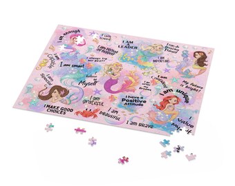 Mermaid Gifts for Girls Affirmations for Girls Puzzles for Kids Mermaid Birthday Gift Mermaid Puzzle Gift for Young Girls Kid Activities