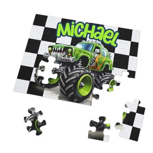 Monster Truck Boy Puzzle Gift Boy Custom Puzzle Nombre Puzzle Regalo Monster Truck Birthday Puzzle Puzzle personalizado Monster Truck Puzzle Boy