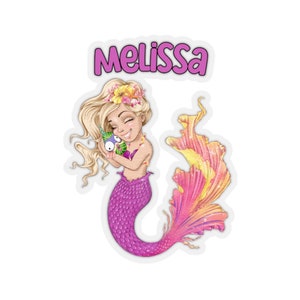 Mermaid Gift Mermaid Stickers Custom Mermaid Sticker Name Sticker Back to School Sticker Gift Mermaid Lover Gift Girl Gifts Girl Stickers