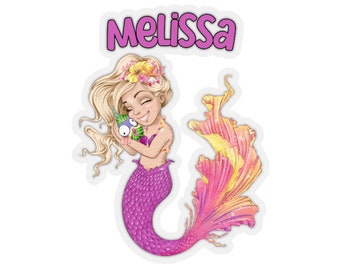 Regalo de sirena Pegatinas de sirena Pegatina de sirena personalizada Pegatina de nombre Pegatina de regreso a la escuela Regalo de amante de sirena Regalos de niña Pegatinas de niña