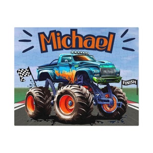 Monster Truck Boy Puzzle Gift Boy Custom Puzzle Nombre Puzzle Regalo Monster Truck Cumpleaños Puzzle Personalizado Monster Truck Puzzle Boy