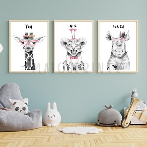 Jungle Animal Prints Jungle Nursery Decor Jungle Nursery Art Nursery Baby Animals Kids Wall Art Baby Shower Gift Jungle Art Nursery