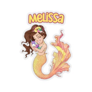 Mermaid Gift Mermaid Stickers Custom Mermaid Sticker Name Sticker Back to School Sticker Gift Mermaid Lover Gift Girl Gifts Girl Stickers