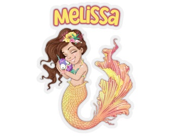Regalo de sirena Pegatinas de sirena Pegatina de sirena personalizada Pegatina de nombre Pegatina de regreso a la escuela Regalo de amante de sirena Regalos de niña Pegatinas de niña