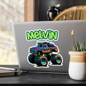 Boy Sticker Customized Boy Gift Personalized Sticker Name Monster Truck Sticker Waterproof Sticker Custom Boy Gift Name Sticker
