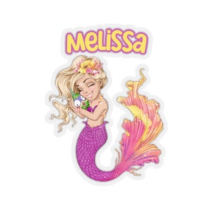 Mermaid Gift Mermaid Stickers Custom Mermaid Sticker Name Sticker Back to School Sticker Gift Mermaid Lover Gift Girl Gifts Girl Stickers