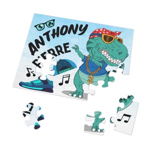 Dino dinossauro menino quebra-cabeça presente menino personalizado quebra-cabeça nome quebra-cabeça presente dinossauro aniversário quebra-cabeça personalizado dinossauro rex quebra-cabeça meninos