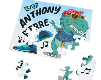 Dino dinosaurio niño rompecabezas regalo niño rompecabezas personalizado nombre rompecabezas regalo dinosaurio cumpleaños rompecabezas personalizado rompecabezas dinosaurio Rex rompecabezas niños