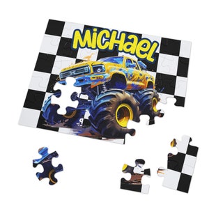 Monster Truck Boy Puzzle Gift Boy Custom Puzzle Nombre Puzzle Regalo Monster Truck Birthday Puzzle Puzzle personalizado Monster Truck Puzzle Boy