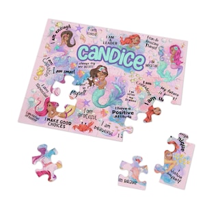 Custom Puzzle Name Puzzle Mermaid Gift for Girls Affirmations for Girls Puzzles for Kids Mermaid Birthday Puzzle Personalized Puzzle Gift
