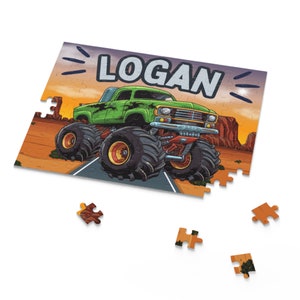 Monster Truck Boy Puzzle Gift Boy Custom Puzzle Nombre Puzzle Regalo Monster Truck Birthday Puzzle Puzzle personalizado Monster Truck Puzzle Boy