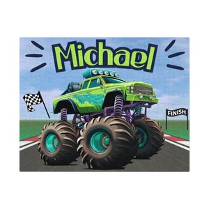 Monster Truck Boy Puzzle Gift Boy Custom Puzzle Nombre Puzzle Regalo Monster Truck Cumpleaños Puzzle Personalizado Monster Truck Puzzle Boy
