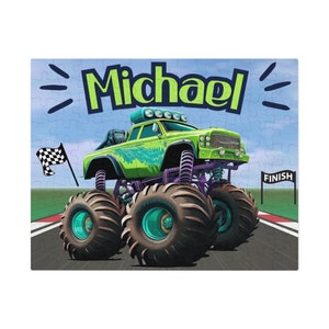 Monster Truck Boy Puzzle Gift Boy Custom Puzzle Name Puzzle Gift Monster Truck Birthday Puzzle Gift