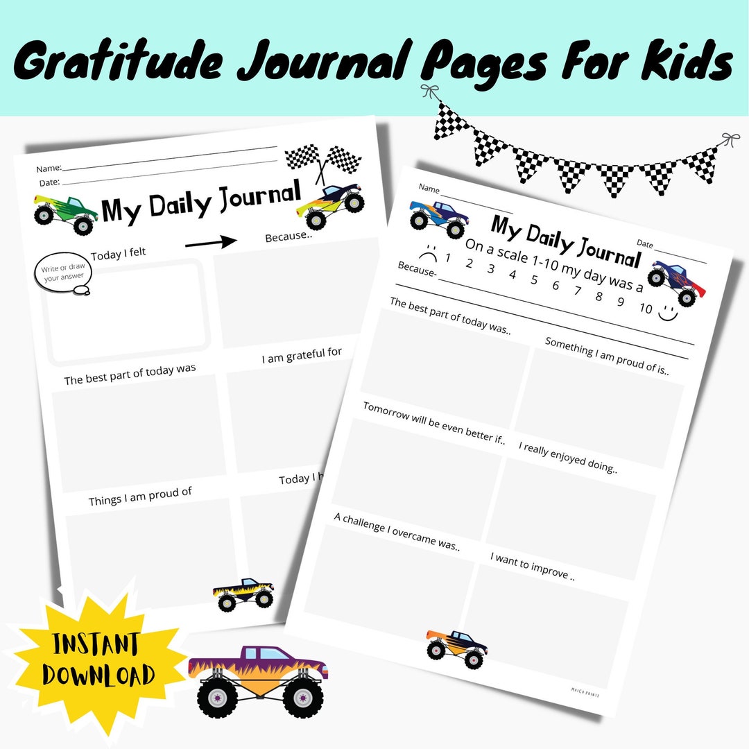 Daily Gratitude Journal for Kids Gratitude Pages Writing Activity Set ...