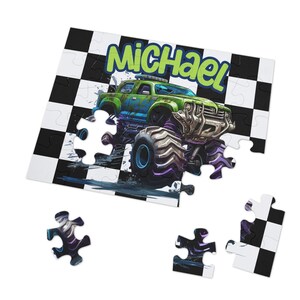 Monster Truck Boy Puzzle Gift Boy Custom Puzzle Nombre Puzzle Regalo Monster Truck Birthday Puzzle Puzzle personalizado Monster Truck Puzzle Boy