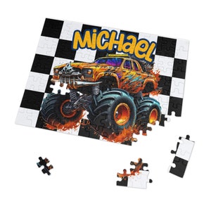 Monster Truck Boy Puzzle Gift Boy Custom Puzzle Nombre Puzzle Regalo Monster Truck Birthday Puzzle Puzzle personalizado Monster Truck Puzzle Boy