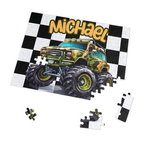 Monster Truck Boy Puzzle Gift Boy Custom Puzzle Nombre Puzzle Regalo Monster Truck Birthday Puzzle Puzzle personalizado Monster Truck Puzzle Boy