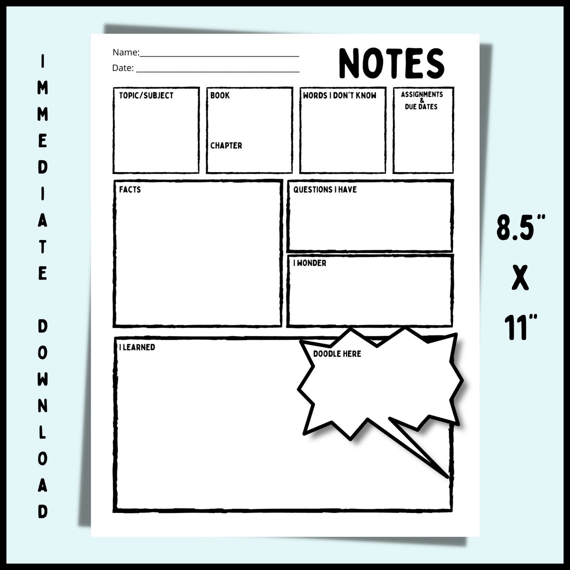 Printable Student Notes Note Writing Template Set Back to School ...