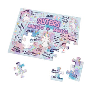 Sister Gift Unicorn Puzzle Sister Birthday Girl Gift Affirmation for Girl Puzzle for Kid Unicorn Birthday Gift Puzzle for Girl Custom Puzzle