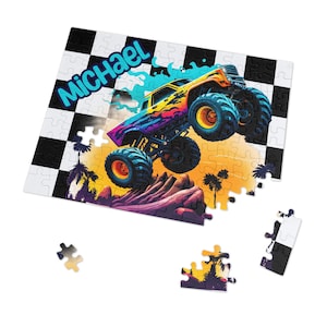 Monster Truck Boy Puzzle Gift Boy Custom Puzzle Nombre Puzzle Regalo Monster Truck Cumpleaños Puzzle Personalizado Monster Truck Puzzle Boy