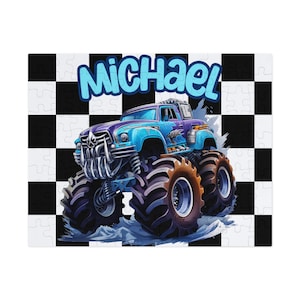 Monster Truck Boy Puzzle Gift Boy Custom Puzzle Nombre Puzzle Regalo Monster Truck Birthday Puzzle Puzzle personalizado Monster Truck Puzzle Boy