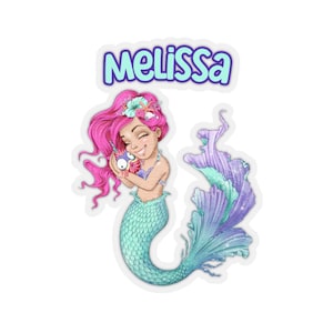 Mermaid Gift Mermaid Stickers Custom Mermaid Sticker Name Sticker Back to School Sticker Gift Mermaid Lover Gift Girl Gifts Girl Stickers
