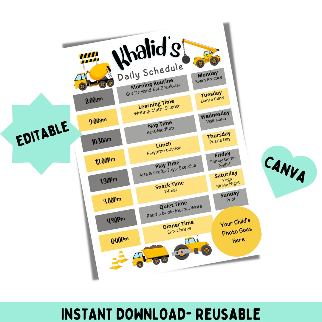 Editable Daily Schedule Printable Daily Planner Everyday Routine ...