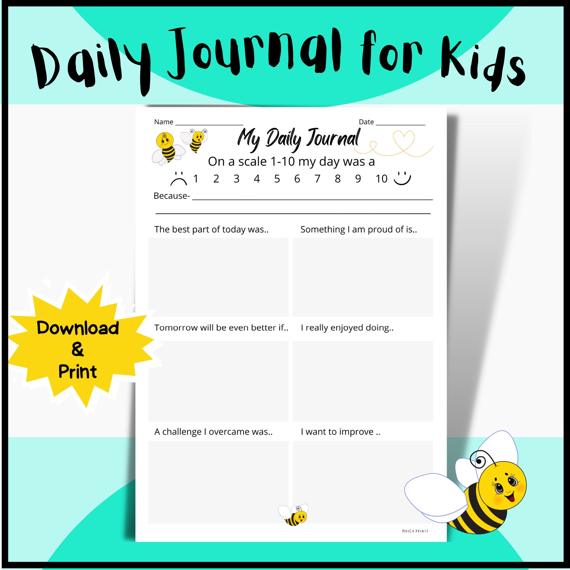 Daily Gratitude Journal for Kids Gratitude Pages Writing - Etsy