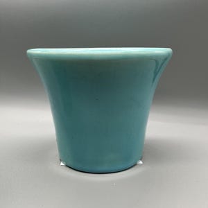 VINTAGE Bauer Pottery 10 cm blå/blågrön spansk blomkruka 01