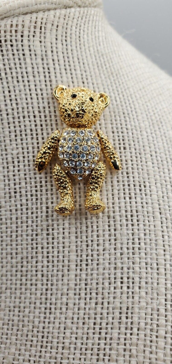 Vintage Gold Napier Jointed Teddy Bear Pin Articul