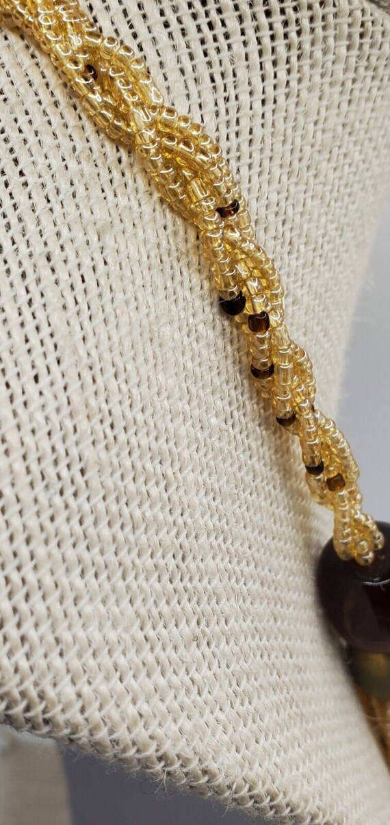 Vintage Gold Color Glass Seed Bead with 1/2" Brow… - image 9