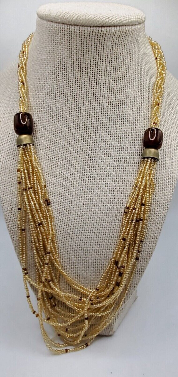 Vintage Gold Color Glass Seed Bead with 1/2" Brown