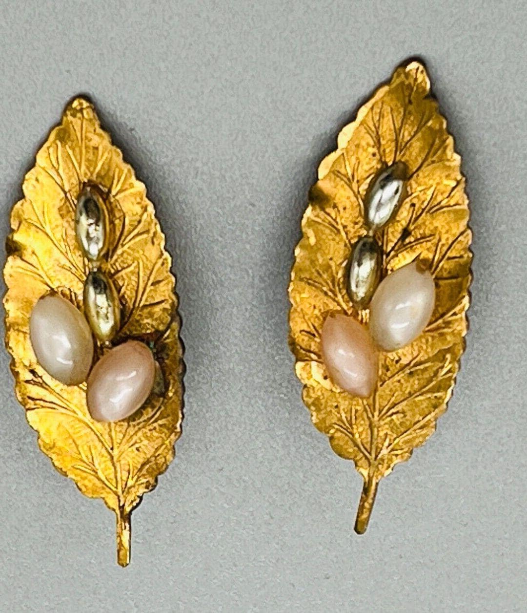 Orecchini A Clip Lunghi Pendenti A Forma Di Foglia, Color Oro, Fatti A Mano - Nuovi